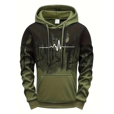 Simple Line Print Hoodies for Men Fall Winter Daily Casual Sports Hooded Sweatshirts Gym Fitness Tops Men's Clothes