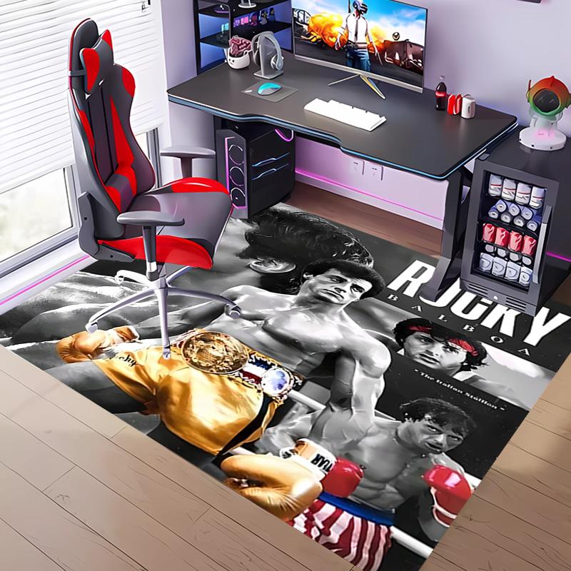 The Champion of Boxing Rock-y-Themed Entrance Mat,Non-Slip Mat Area Rug,Room Decor,Outdoor Decor,Kitchen Rug,Doormat - Machine Washable,Easy to Clean