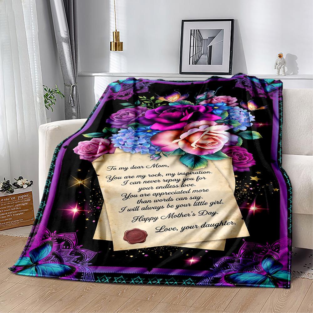 Mother's Day Greeting Card Blanket Suitable for Sofas,travel, Living Rooms Also a Good Gift for Friends and Family Suitable for All Seasons.