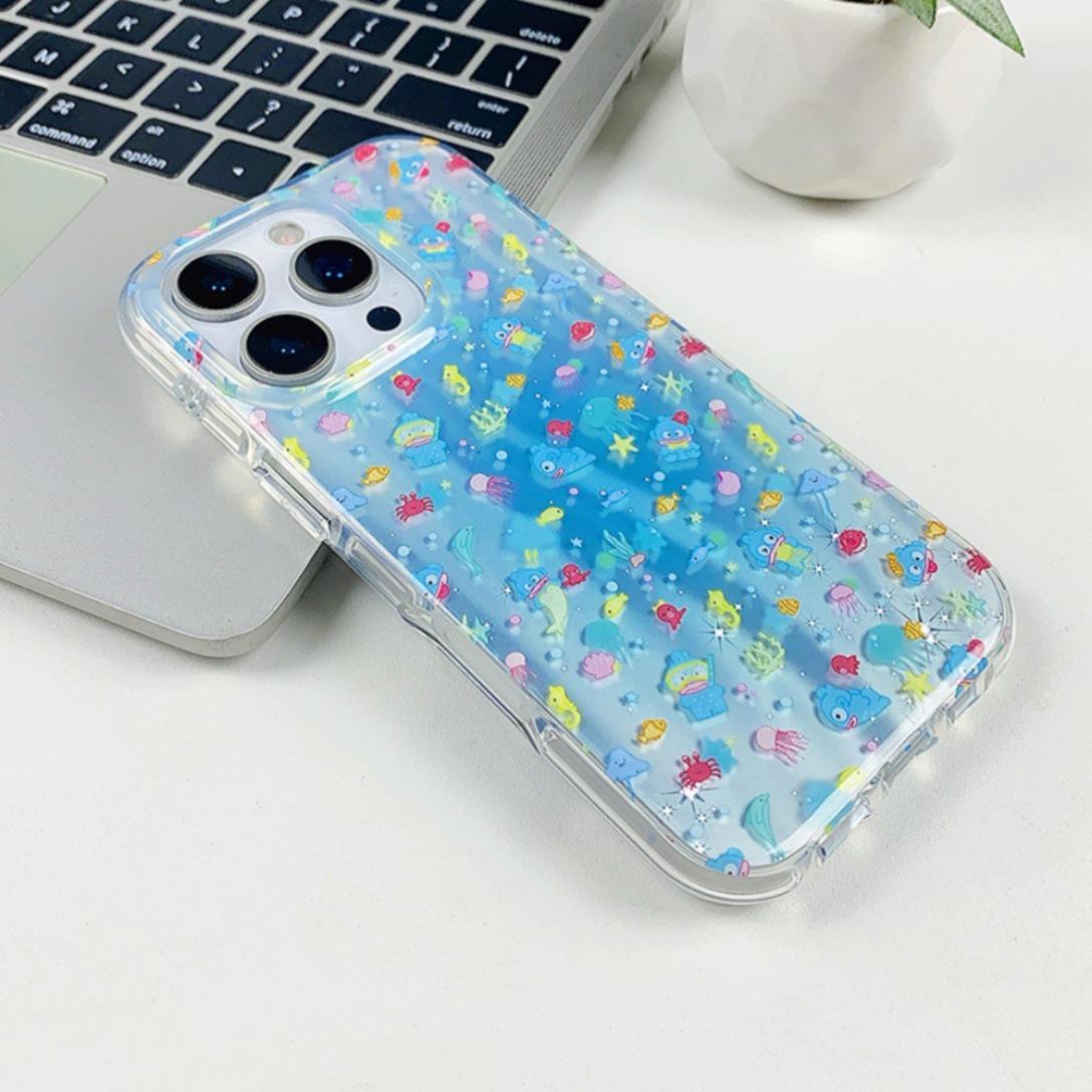 

Ocean Blue Cartoon Fish iPhone 16/15 ProMax Case with Bracelet for Women iPhone 17 Pro Max