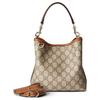 Gucci GG Emblem Removable Adjustable Shoulder Strap Bucket Bag Women Handbags Beige Dark-Brown 815118-FAD6L-9758