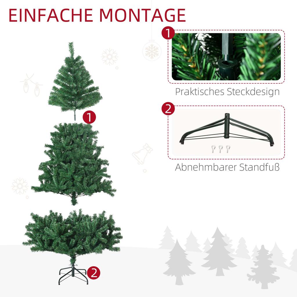 6ft/180cm Christmas Tree 1492 PVC Tips Artificial Seasonal Festival Decoration Metal Flodable Base Green