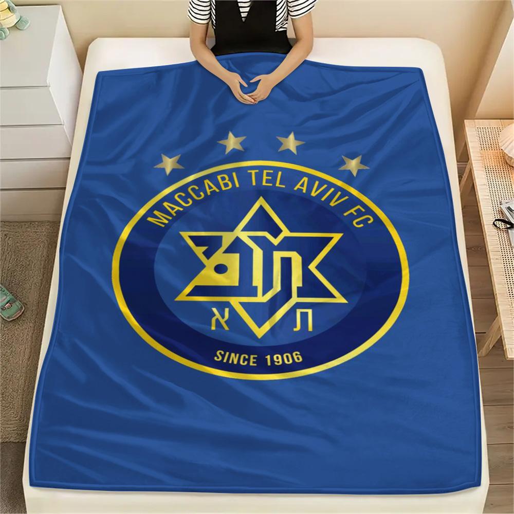 1 Stück Maccabi Tel Aviv FC Aufdruck Flanelldecke Hohe Qualität Warm Bequem Decke für Alle Jahreszeiten Perfekt für Geschenke Heimdekoration