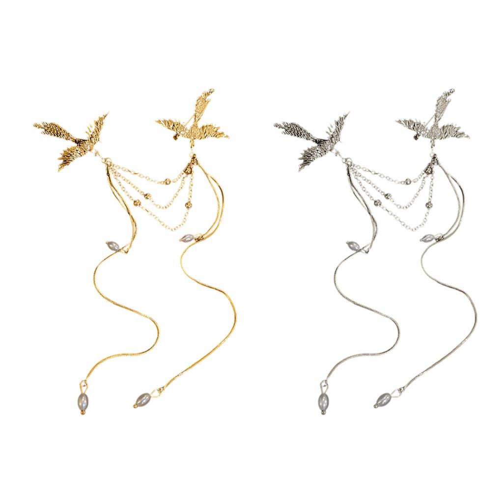 Delicate Phoenixes Brooch Long Fringe Animal Bird Pin Elegant Clothing Jewelry Accessory Anniversary Gift for Women