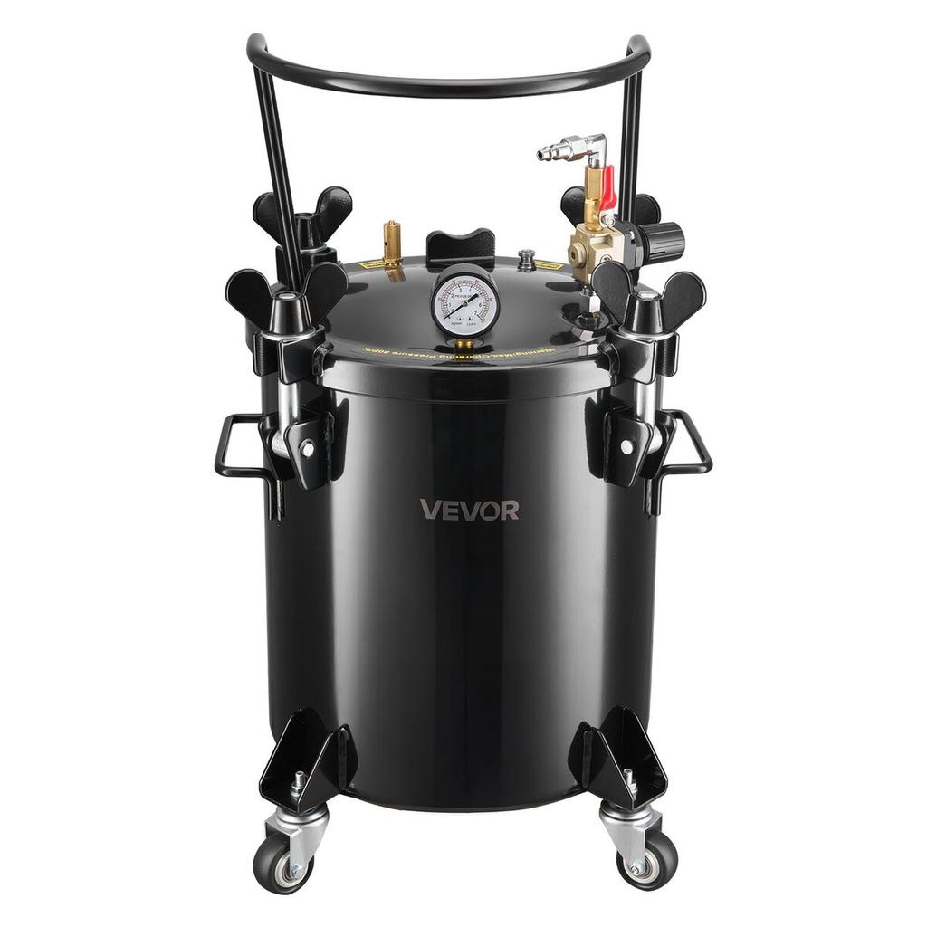 Pressure Pot Paint Tank, 20 L Heavy Duty Steel Pressure Pot Tank, Spray Paint Pressures Pots with Three Quick-Connect Couplers for Home Use, DIY, Art