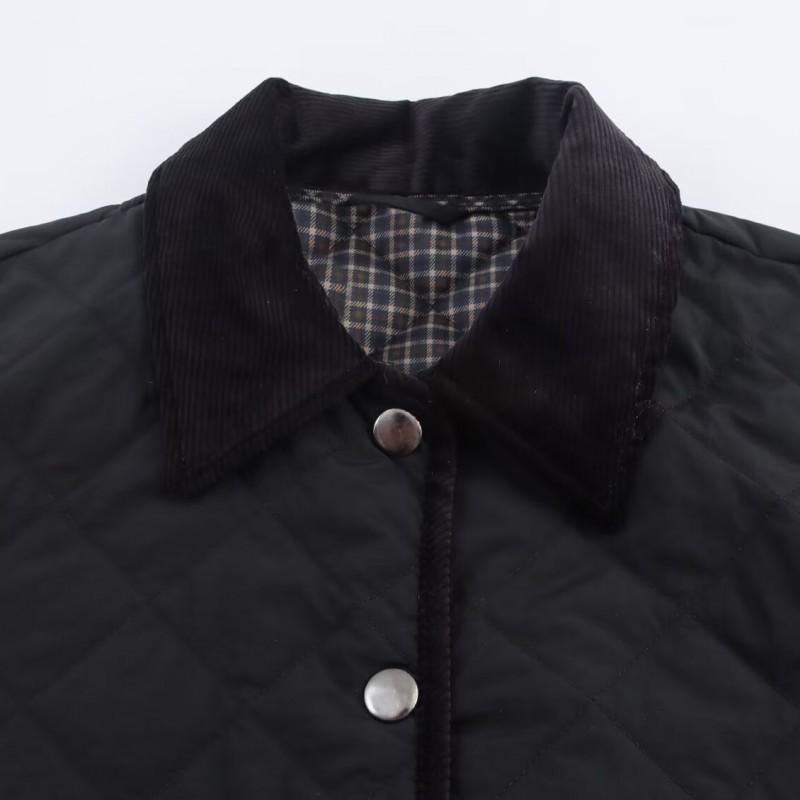 Womens Corduroy Quilted Oversized Cotton Coat With Notched Collar Casual Fall Outerwear