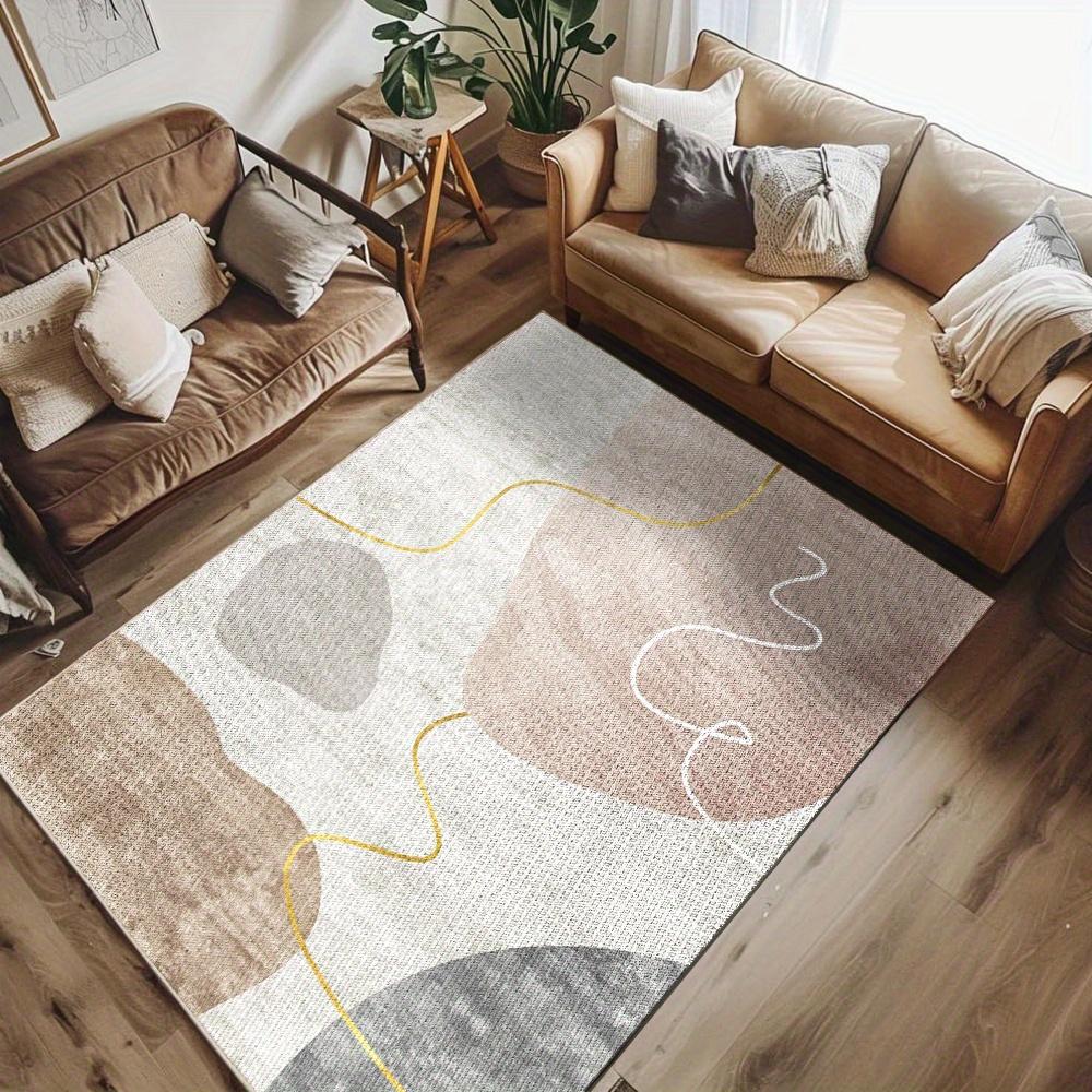 Extra Large Area Mat Non Slip Plush Mat Beige White Golden Soft Thick Padding Living Room Bedroom Hallway Machine Floor Mat
