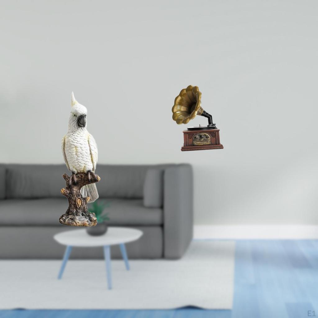 Vintage Parrot Resin Figurine Sculpture Retro Animal Statue Decorative Ornament for Desk Table