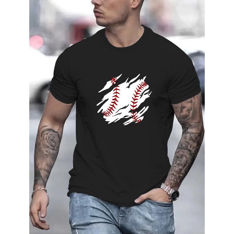 

Men s Versatile T-Shirt, High-End Fashion Casual Printed Short Sleeve Trendy Top , Round Neck S чёрный