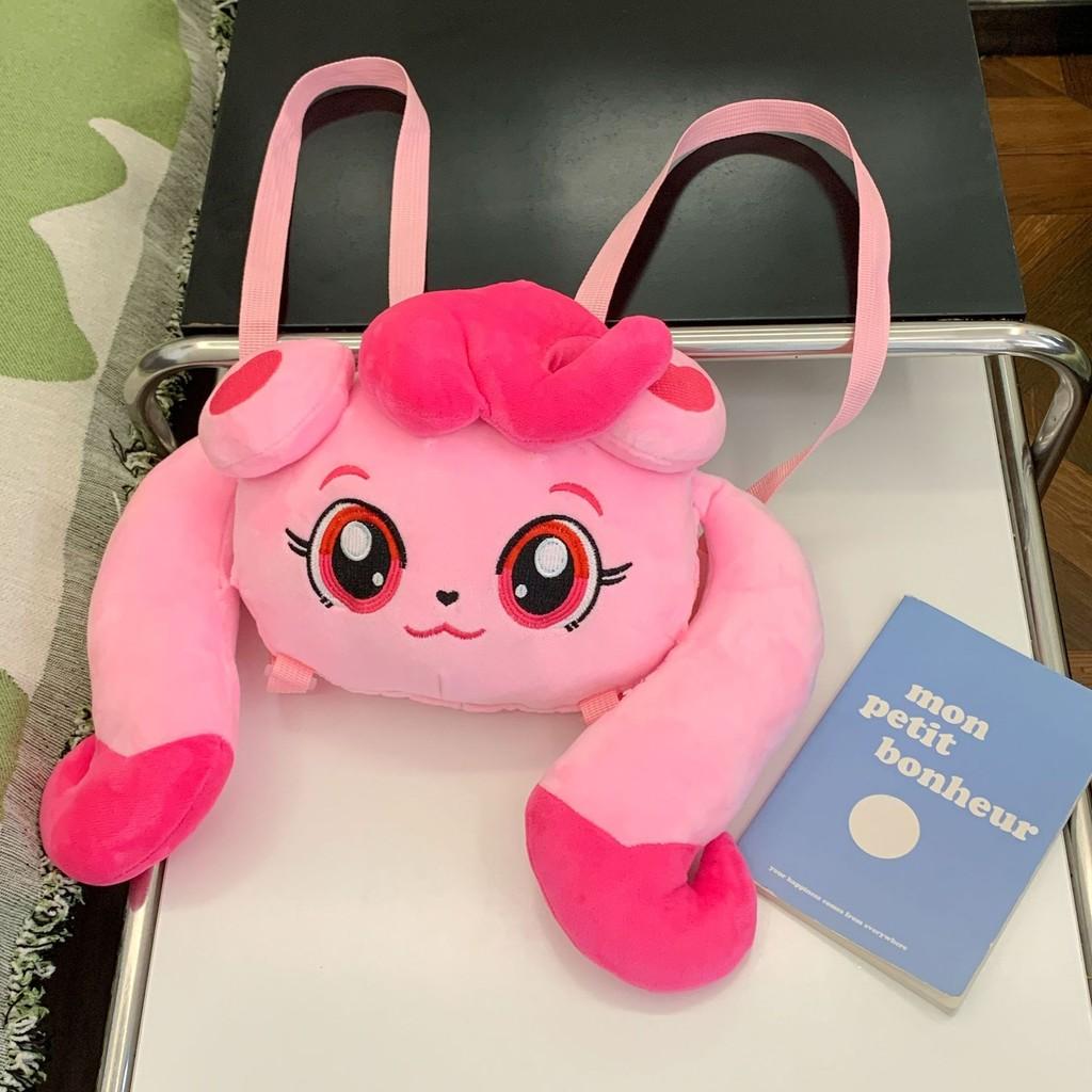 Plush Pink Pony Doll Backpack Top Handle Open Pocket Girls School Bags Student