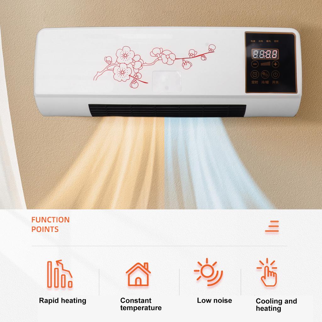 Electric Heater Air Conditioner Fan Natural Heating Wall Mounted Temperature Protection Timer Air Natural Heater