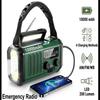 UWOT Solar Hand Crank 10000mAh LED SOS USB-C Emergency Radio, FM, AM, Green