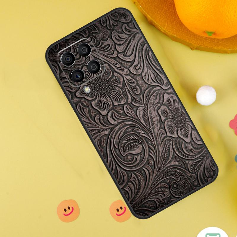 Brown Tooled Leather Pattern Case For Samsung Galaxy M31 M32 M12 M52 M21 M15 M55 M56 M36 M16 M06 M13 M33 M53 M14 M34 M54