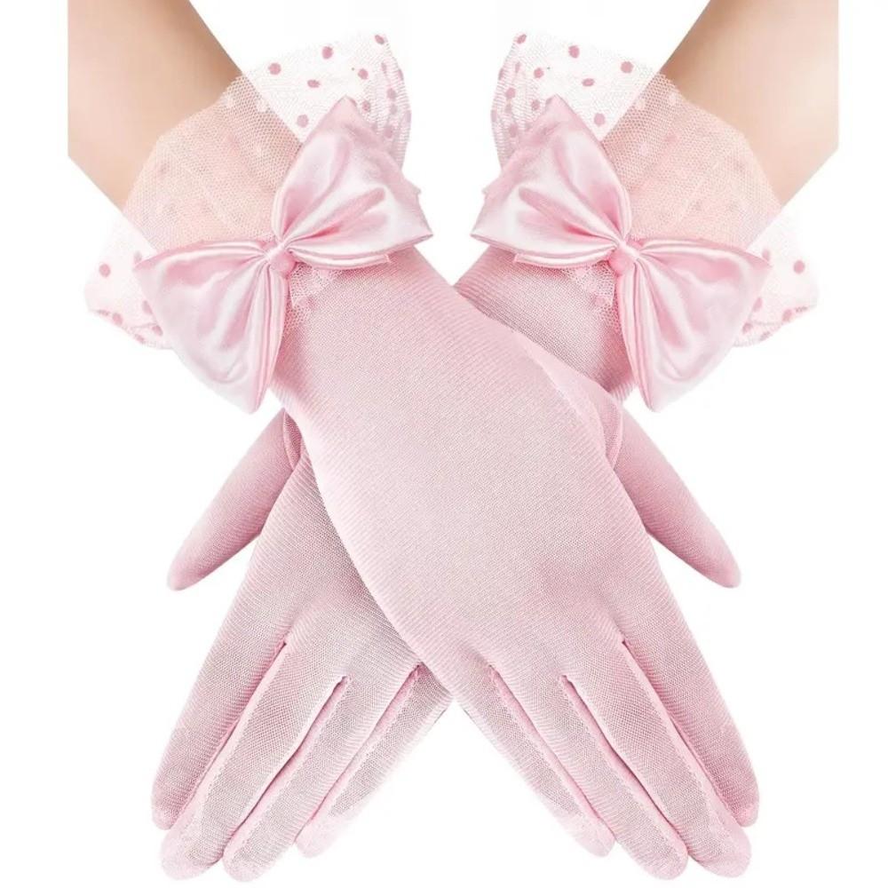 Lace Dinner Gloves Bow Wedding Dress Gloves Elegant Lace Gloves Party