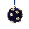 Christmas Tree Ornament Ball with Fabric, Trim Pattern and Ribbon Loop for Home Display Scenes and Seasonal Room Use