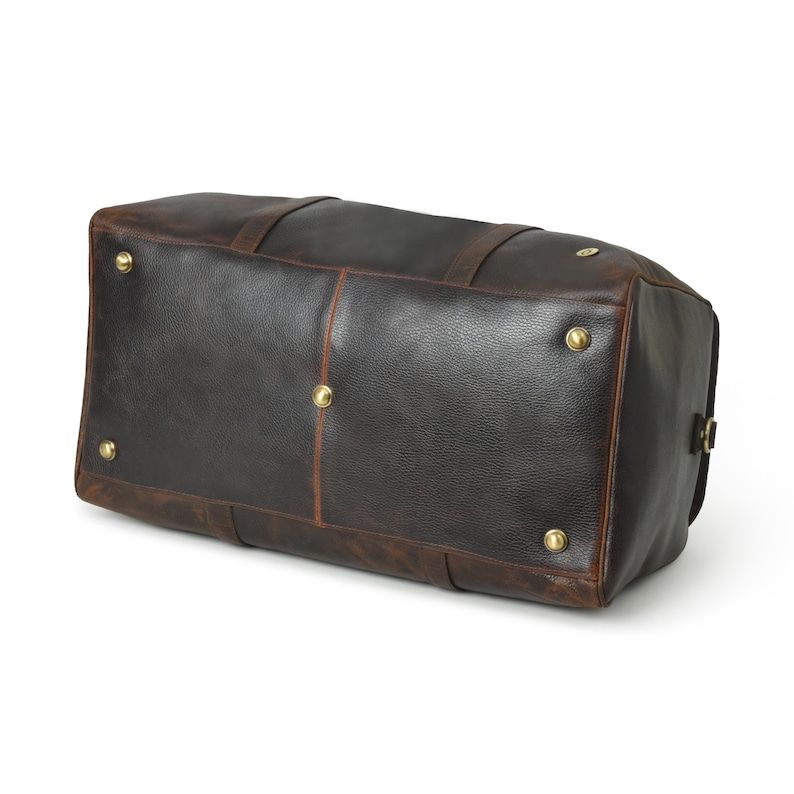 Personalized Full Grain Leather Duffle Bag: Burgundy Monogrammed Weekender