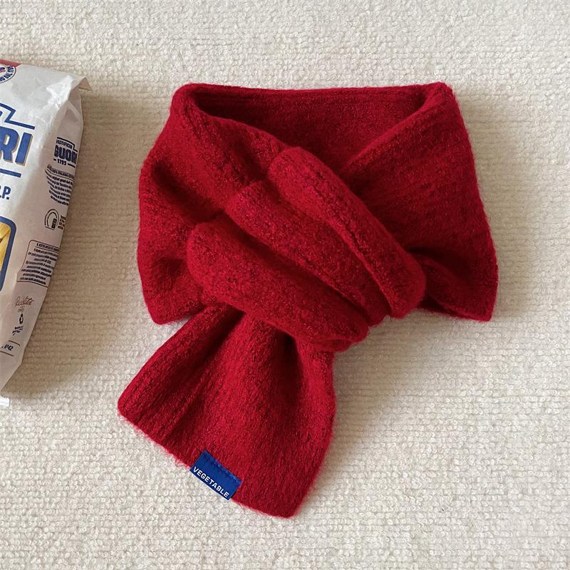 Neutral Short Solid Color Knitted Scarf Lazy Letter Autumn And Winter Warm Neck Protection Men And Women Mountaineering Scarf