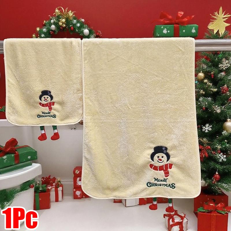 Christmas Bath Towels Practical Christmas Gift Comfortable Hand Towel Thick Cartoon Pattern Cute 35*75/70*140cm