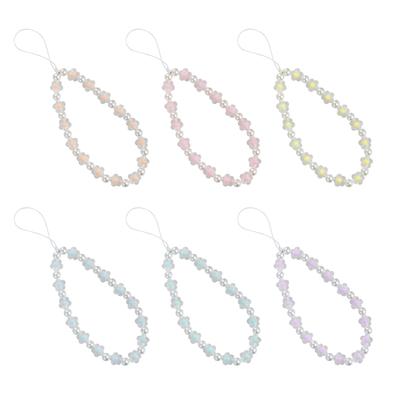 Kristall Blume Perle Perle Schlüsselanhänger Handykette Ornamente für Frauen Mädchen Handyband Schlüsselanhänger Telefonband Schmuck