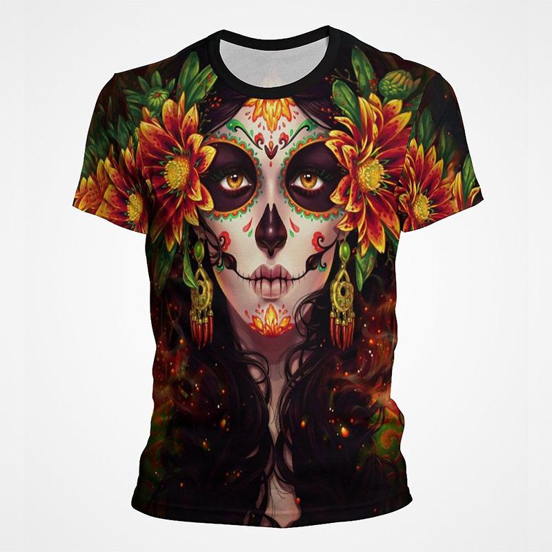Mexikanischer Totenkopf Tag der Toten 3D-gedrucktes Kurzarm-Herren-T-Shirt