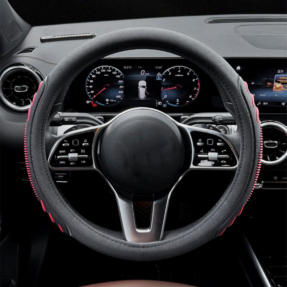 38cm Round Car Anti-slip Steering Wheel Decorative Cover Comfortable Breathable Rubber Inner Ring Steering Wheel Accessories kit