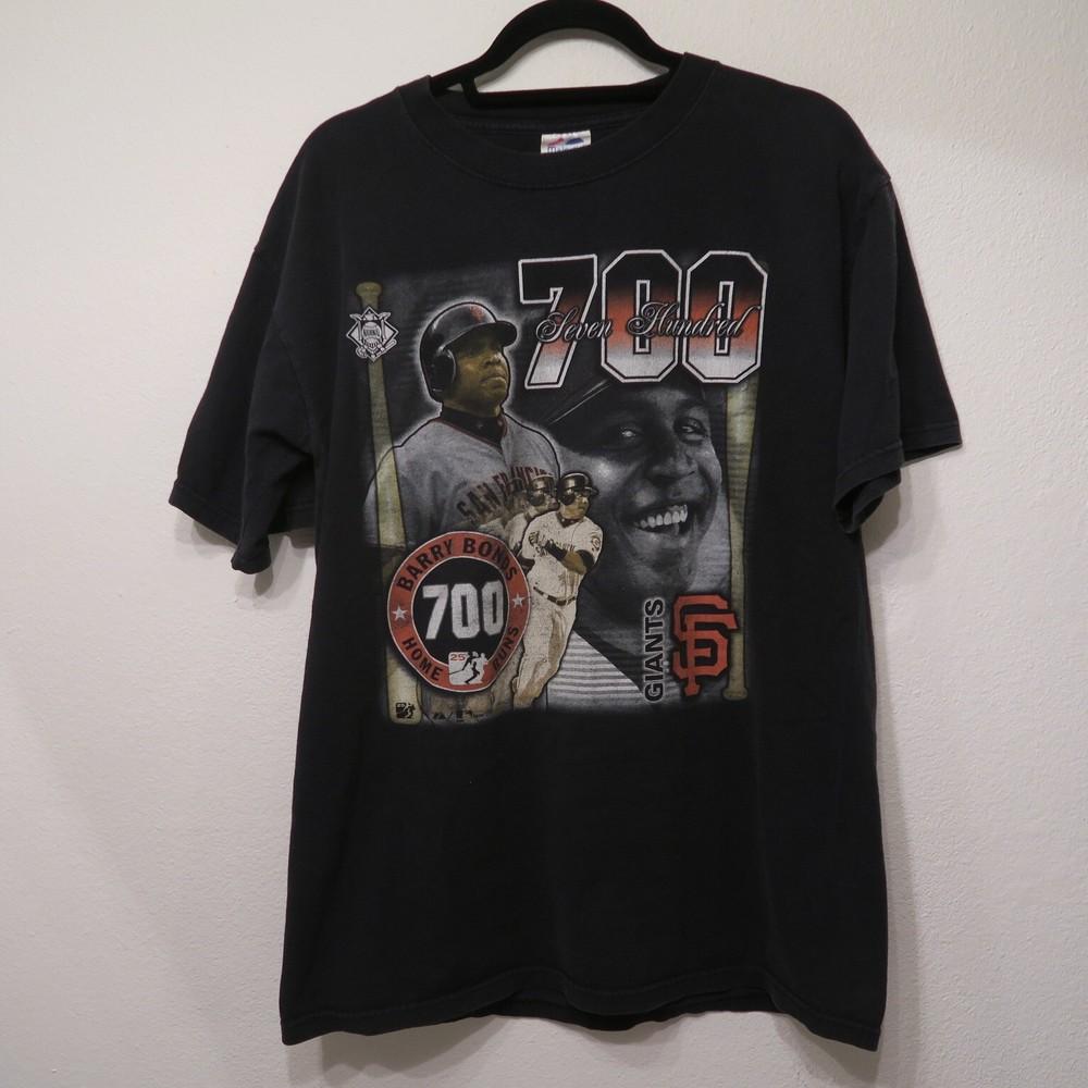 

Vintage 2000s Y2K Barry Bonds 700 Home run Tee Shirt Majestic L Large Black tee Unisex T-Shirt S