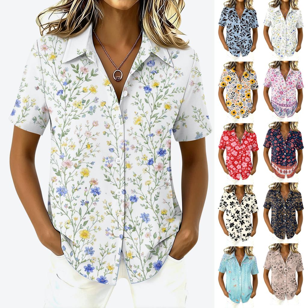 Long Sleeve Shirts for Women Womens Long Sleeve Tops Long Sleeve T Shirt Women Long Sleeve Going Out Tops for Women Floral Print Button Down Blouse