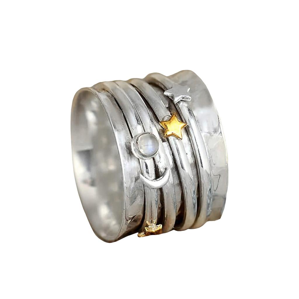 Vintage Star-Moon Rotatable Ring Ladies Ring Jewelry Gift For Women Birthday