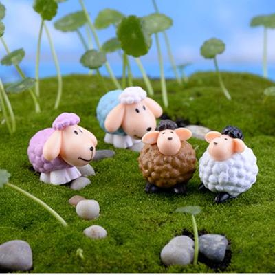 4Pcs/set Cartoon Sheep Animal Miniatures Diy Mini Figures Fairy Garden Decoration Moss Terrarium Micro Landscape