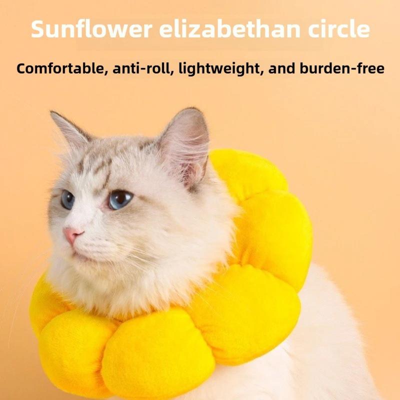 Collare Elisabettiano per Animali Gatto Postoperatorio Morbido a Forma di Girasole Cotone Collare per Animali Gatto Cucciolo Anello per il Collo Animale Sterilizzato Morbido Copricapo