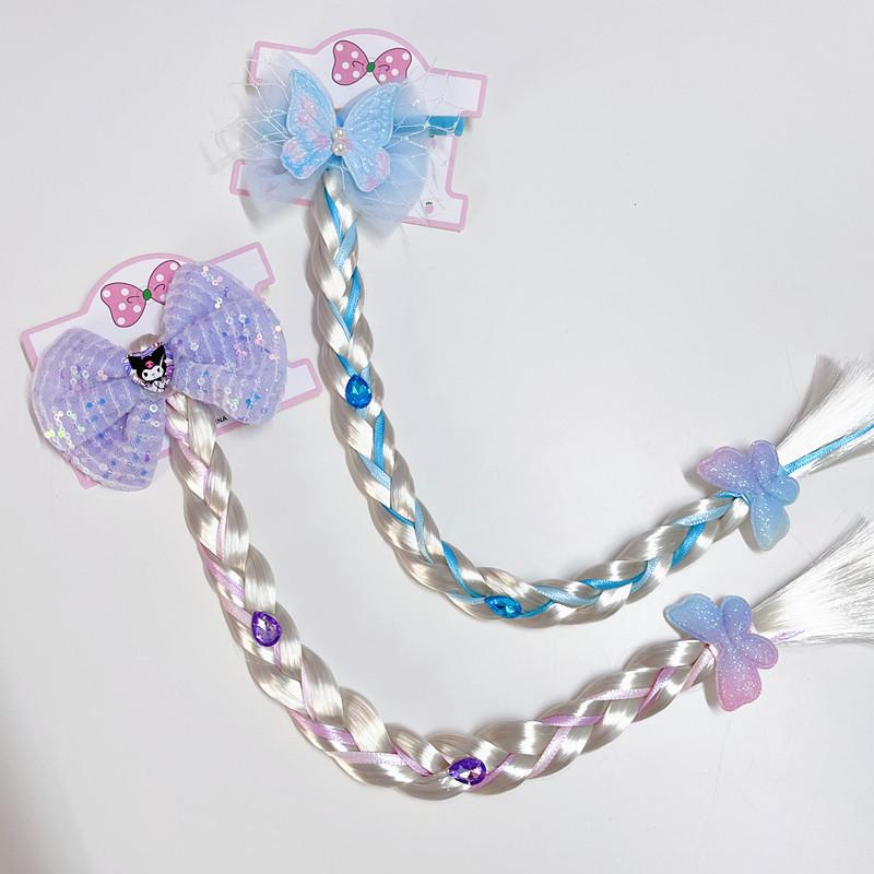 Kids' Cute Starfish Pearl Bow Braid Mesh Wig Ponytail