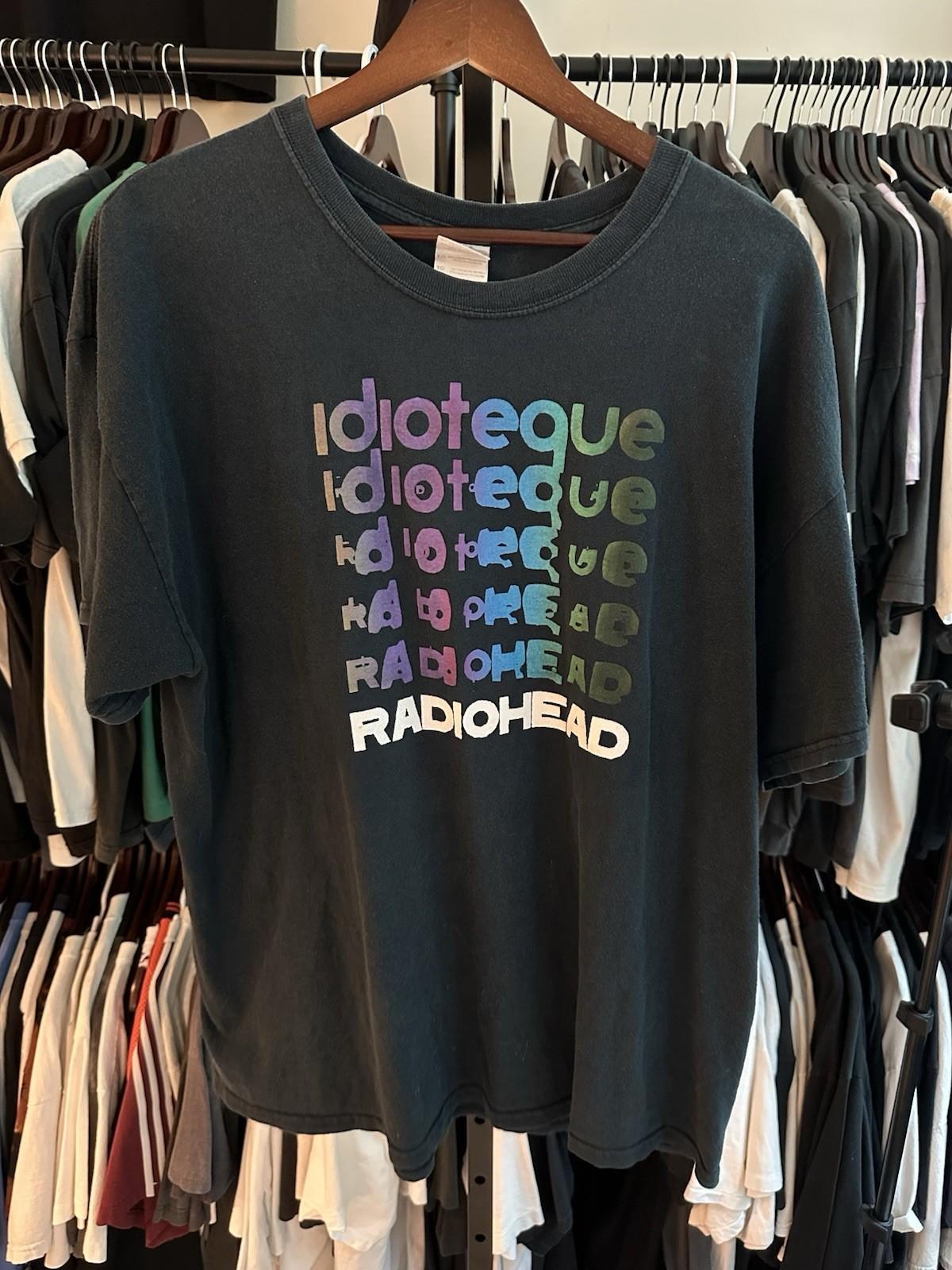 Vintage Radiohead Idioteque Kid A Shirt black color reprint shirt AN67692 XXXL