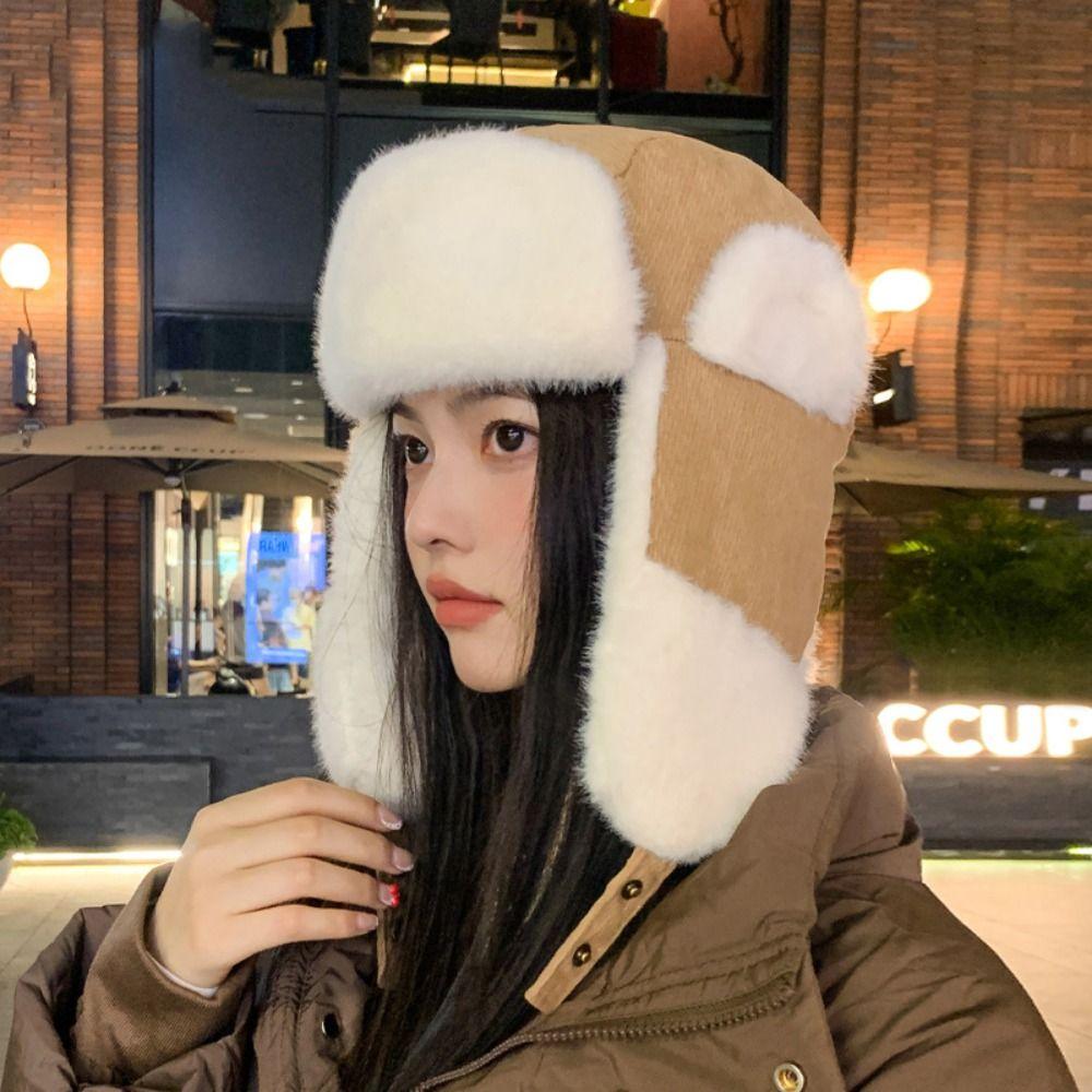 Cold Resistant Winter Pilot Hat Keep Warm Lei Feng Hat Multifunctional Plush Cycling Hat  Men