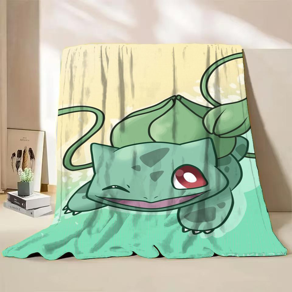 Pokemon Bulbasaur Flannel Throw Blanket for Bed Sofa Home Bedroom Office Travel Children's Cover Blankets Kids Winter Warm Gifts