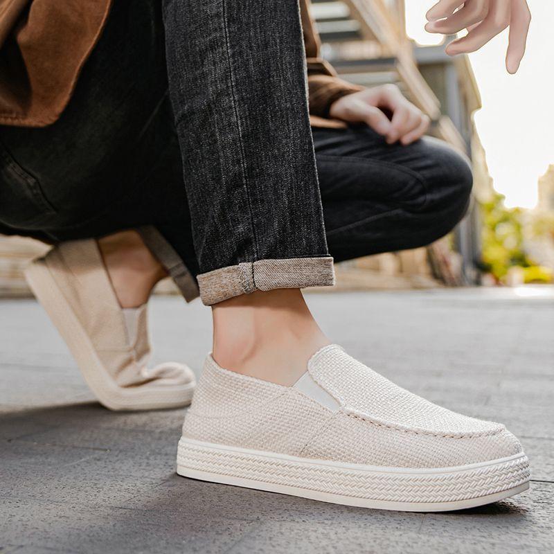 Fashion Men's Casual Shoes Plain Canvas Non Slip Sneakers Lightweight Hiking Designer Luxury Without Leather Sale Trends 2025 Male Shoe