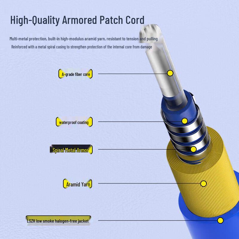 FHCC Outdoor Single-Mode Armored Fiber Optic Cable, 8-Core LC-LC