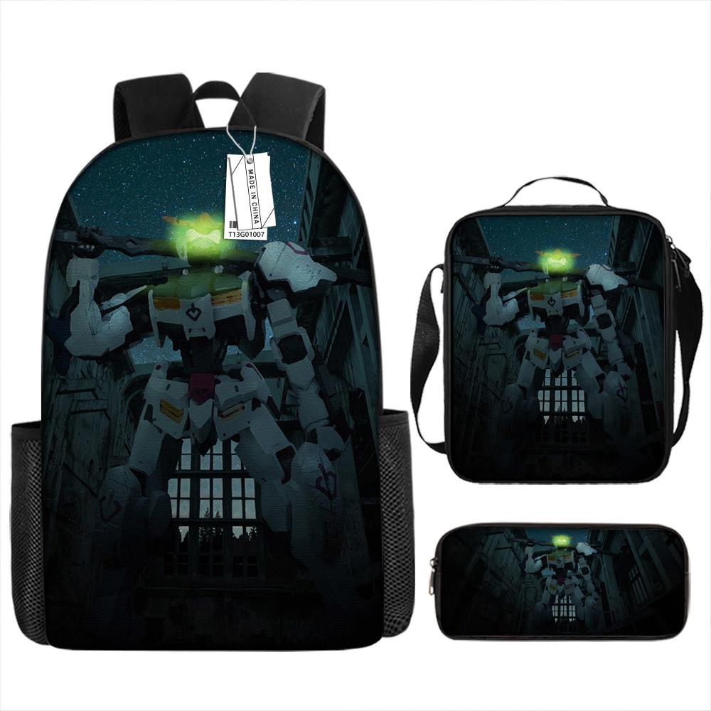 Gundam Backpack 3D Pattern Anime Backpack Student Printed School Bag Three-piece Set
