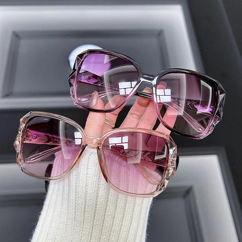 Vintage Oversized Sunglasses Women Brand Big Frame Retro Sun Glasses Female Fashion Shades Black Gradient