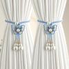 2PCS Curtain Holder Pearl Curtain Buckle Adjustable Curtain Binding Curtains Tie Rope  Kitchen