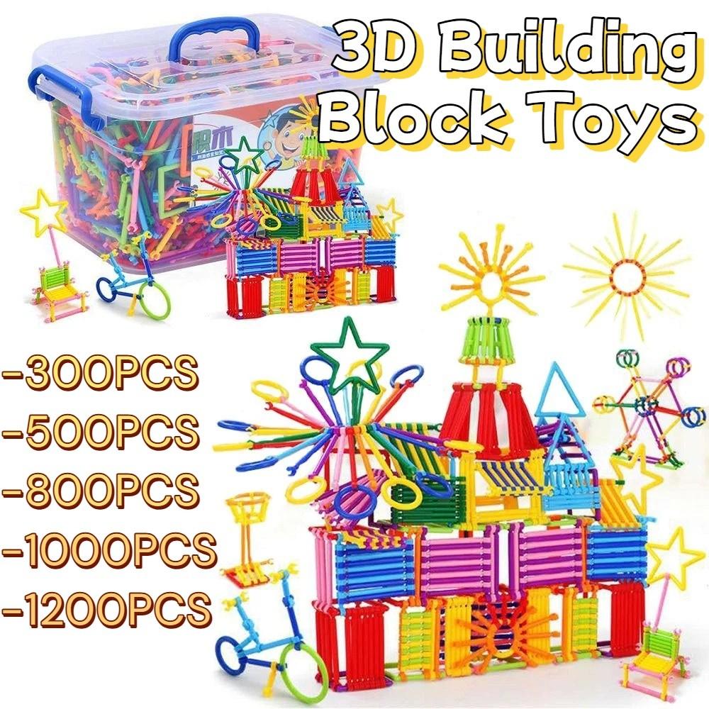 300/500/800/1000/1200Pcs Plastic 3D Building Blocks Children's Montessori Toys  Baby Development