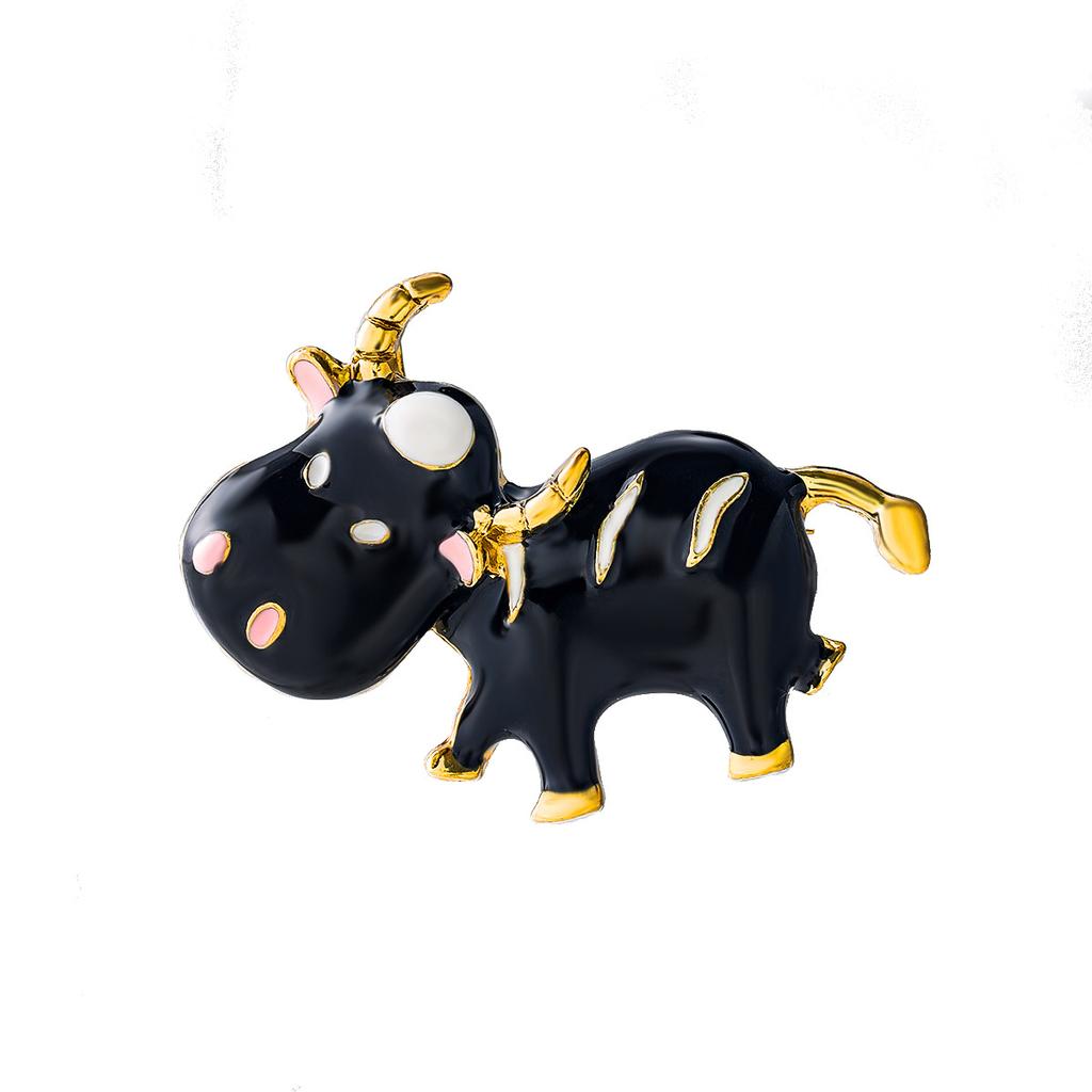 Exquisite und Niedliche Cartoon Tierkreiszeichen Kuh Brosche Nische Design Sinn Legierung Tropföl Tier Anstecknadel Lichtecht Weiblich