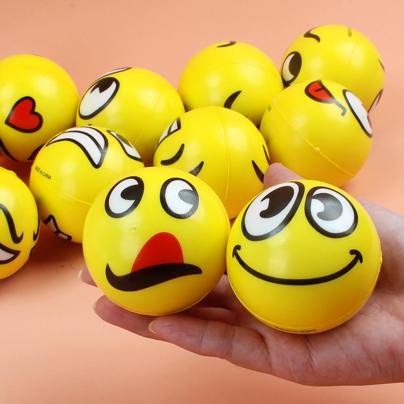 6PCS PU Squeezing Ball Sponge Ball Facial Expression Foam Ball Pinching Stress Relieving Toy Wrist Movement 6.3cm Children's Toy