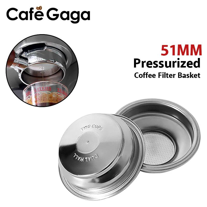 51mm Pressurized Filter Basket Stainless Steel 1 2 Cup Double Layer Espresso Machine Dripper For Portafilter Barista Accessories