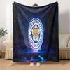 Leicester Football Club Crest Flannel Blanket, Soft Polyester, Modern Design, All-Season for Camping, Travel, Gifts for holidays or birthdays