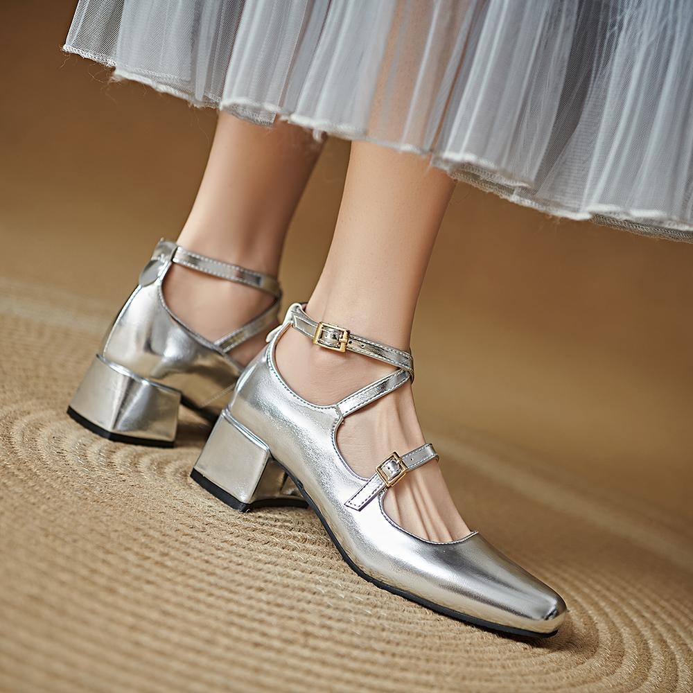 

2026 New Comfortable Black Beige Women Formal Pumps Hot 4.5cm Med Sqaure Heels Office Lady Nude Shoes Plus Small Big Size 32 46 34 серебряный