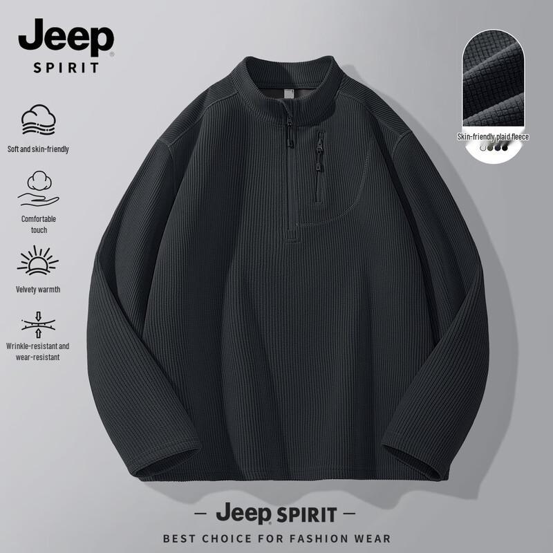 

JEEP SPIRIT Men s 2025 Autumn/Winter Warm Loose Fit Sweatshirt XL