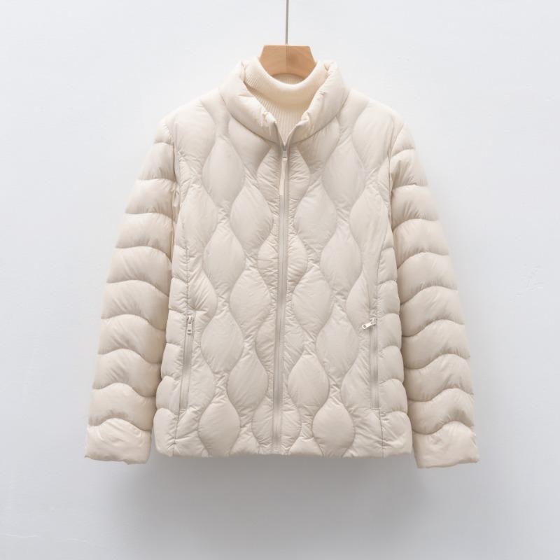 

90 флис новый национальный стандарт женская одежда осень и зима новая легкая пуховая куртка волнистый узор женская куртка со стойкой S