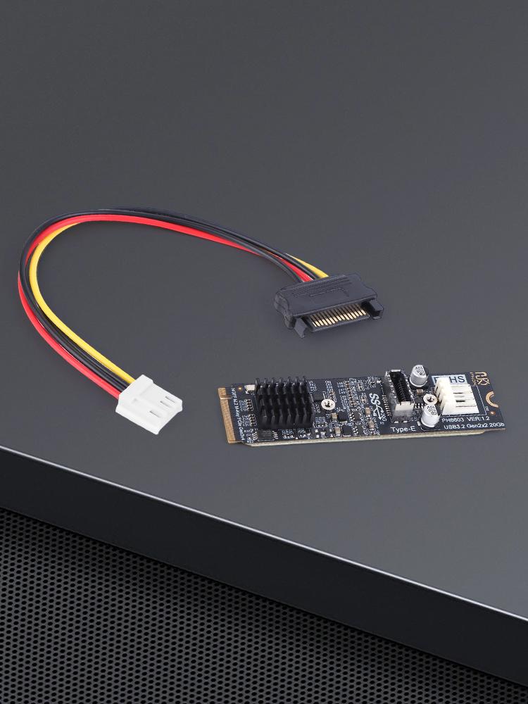 M.2 NVME M-Key zu USB 3.2 Adapter 20 Gbit/s Hohe Geschwindigkeit M2 M-Key PCIe zu USB 3.2 Frontpanel-Erweiterungskarte ASM3242 Chipsatz für PC