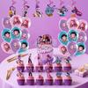 Birthday Party Decor Kit Themed Banner Cake Toppers & Spiral Balloons for K-POP Music