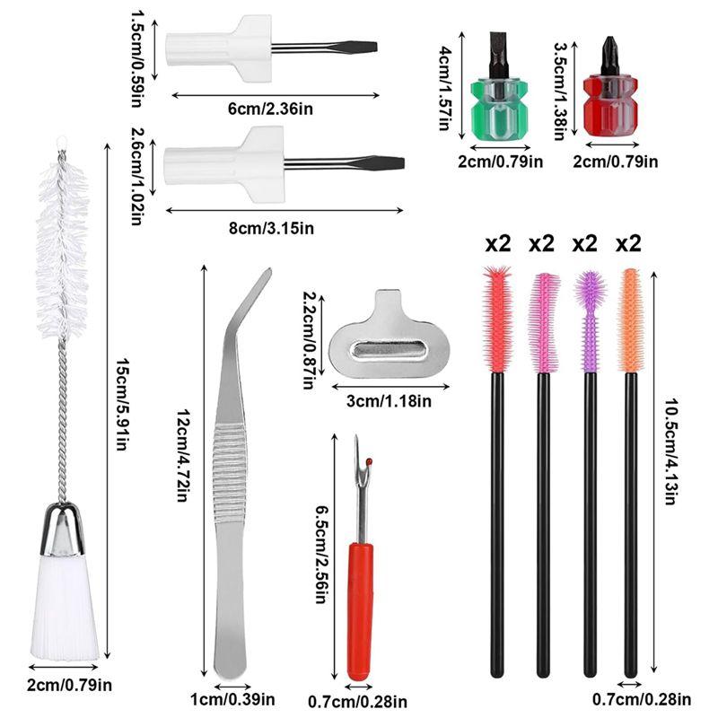 AEE4-16Pcs Sewing Machine Cleaning Kit, Sewing Machine Crevice Cleaning Tools Including Dual-Head Brush Screwdriver